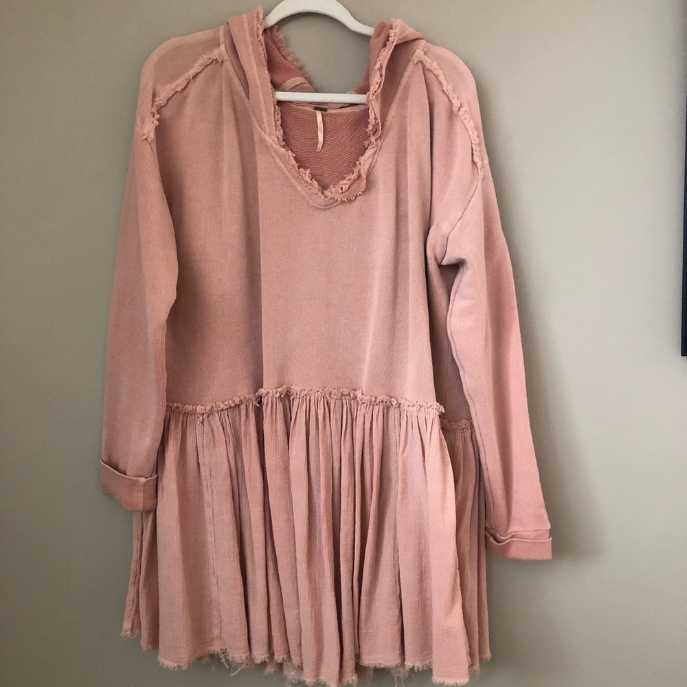 Free People Summer Dreams Hooded Sweatshirt Tunic Top